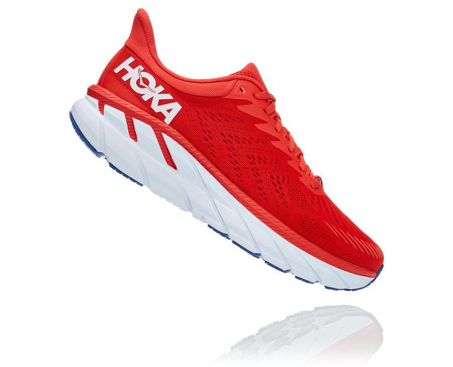 Hoka One One Hardloopschoenen Heren - Clifton 7 - Rood/Wit - YT4985620